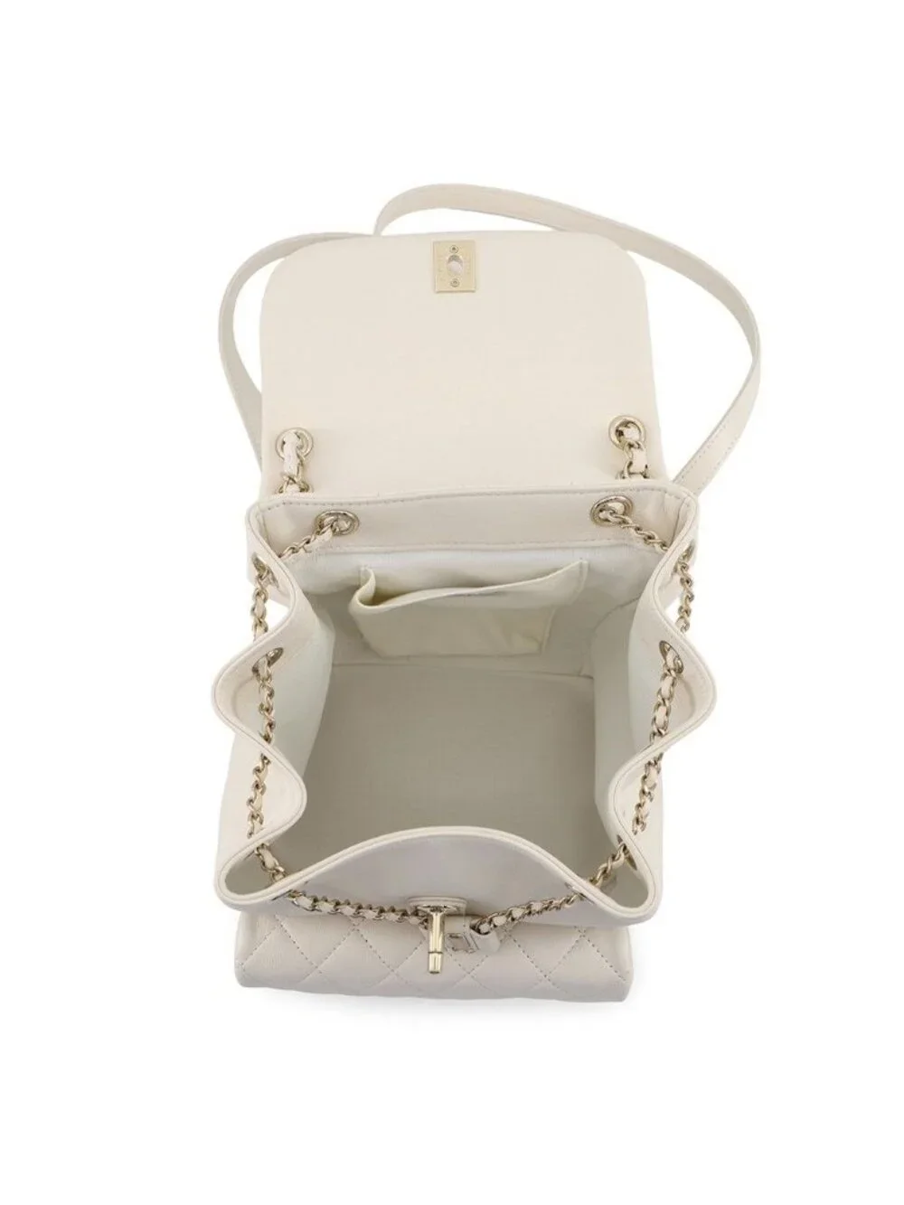 Chanel Backpack Quilted CC Logo Lambskin White